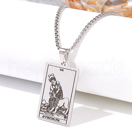 Retro Hip-hop 304 Stainless Steel Tarot Pendant Necklaces for Men FS-WGEC43A-02-1