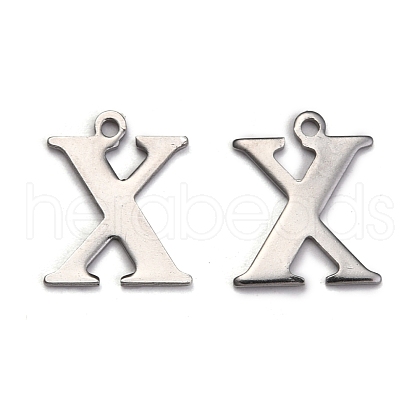 304 Stainless Steel Alphabet Charms STAS-H122-X-P-1