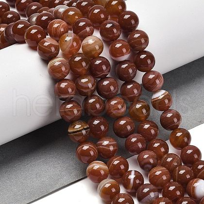 Natural Striped Agate/Banded Agate Beads Strands G-B079-A05-03B-1