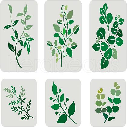 6Pcs 2 Sizes 3 Style PET Hollow Out Drawing Painting Stencils Sets DIY-WH0383-0001-1