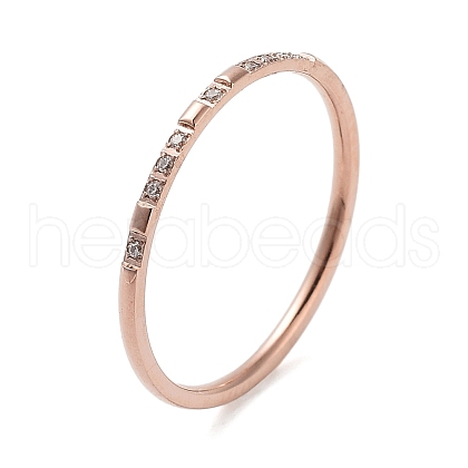 Ion Plating(IP) 304 Stainless Steel Micro Pave Clear Cubic Zirconia Finger Rings RJEW-B068-01C-RG-1