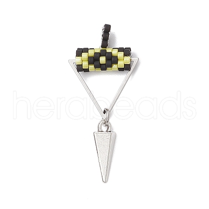 Cylinder Seed Beaded Eye Pendants PALLOY-MZ00650-02-1