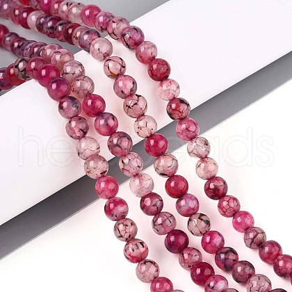 Dyed Natural Dragon Veins Agate Beads Strands G-Q462-128A-6mm-1