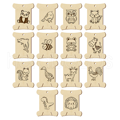 14Pcs 14 Style Plywood Thread Winding Boards WOOD-WH0060-10-1