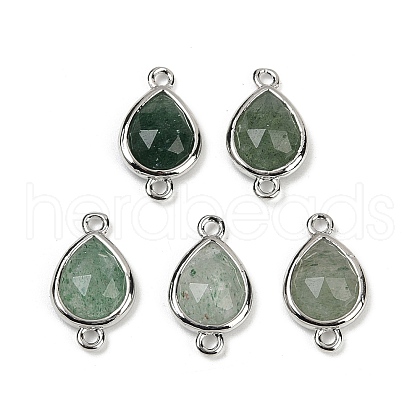 Natural Green Strawberry Quartz Connector Charms G-L514-048G-08-1