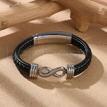 Braided Microfiber Leather Cord Bracelets for Men BJEW-Z081-07P-01-1