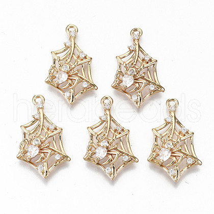 Brass Micro Pave Cubic Zirconia Pendants X-KK-S359-062-RS-1