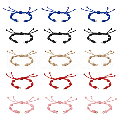 10Pcs 5 Colors Adjustable Braided Nylon Cord Bracelet Making AJEW-TA0001-25-1