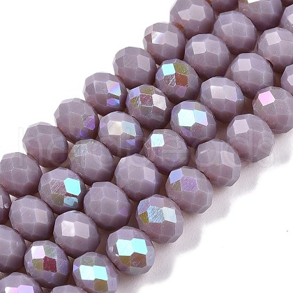 Electroplate Opaque Solid Color Glass Beads Strands EGLA-A044-P6mm-L13-1