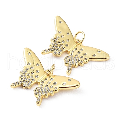 Rack Plating Brass with Cubic Zirconia Pendants KK-B076-14G-1
