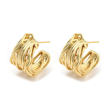 Rack Plating Brass Stud Earrings EJEW-K263-37G-1