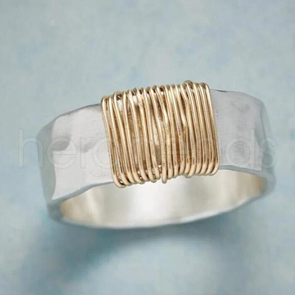 Zinc Alloy Wire Wrapped Finger Rings for Women FS-WG4DD4C-03-1