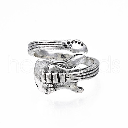 Guitar Alloy Open Cuff Ring for Men Women RJEW-T009-41AS-1