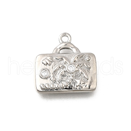 Brass Micro Pave Clear Cubic Zirconia Pendants KK-C096-16A-P-1