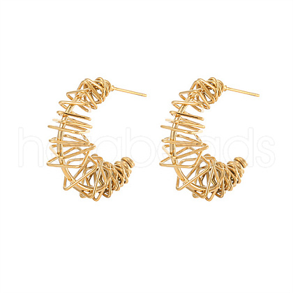 304 Stainless Steel Wire Wrap Stud Earrings TS7204-1-1