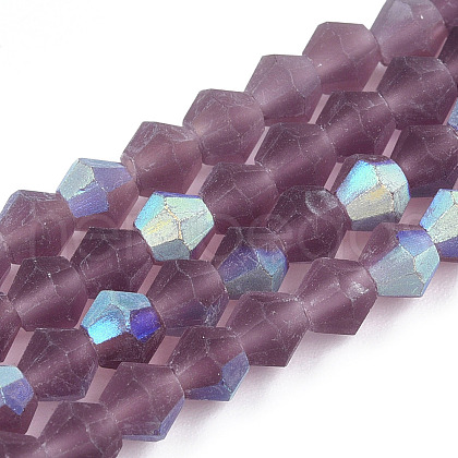 Imitate Austrian Crystal Bicone Frosted Glass Beads Strands EGLA-A039-T3mm-MB04-1