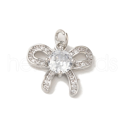 Rack Plating Brass Pendant Micro Pave Clear Cubic Zirconia KK-S366-20P-1