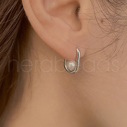 Fashionable S925 Sterling Silver Rectangle Hoop Earrings YL1493-2-1