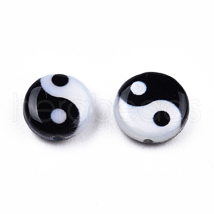 Natural Freshwater Shell Printed Beads SHEL-N026-207A-01-1