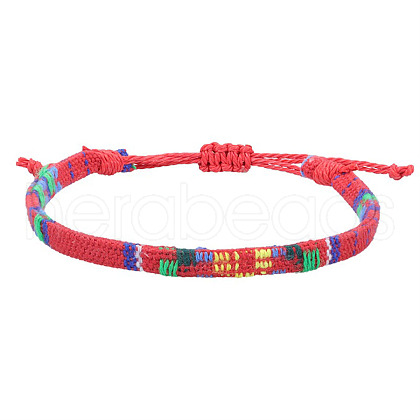 Adjustable Bohemian Style Cotton & Linen Cord Braided Bracelets for Friendship OB0004-2-1