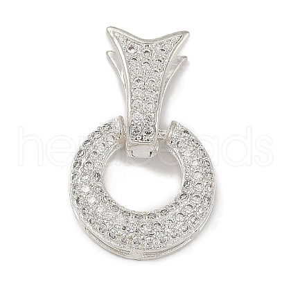 Brass Micro Pave Clear Cubic Zirconia Fishtail Fold Over Clasps FIND-U017-12P-1