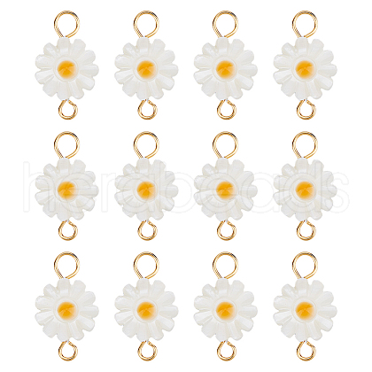 12Pcs Natural Freshwater Shell Flower Connector Charms PALLOY-HS00006-1