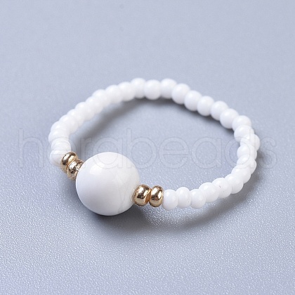 Natural Howlite Stretch Rings RJEW-JR00255-10-1