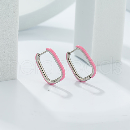 Stainless Steel Oval Dangle Earrings CL6845-3-1