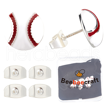 Beebeecraft 4 Pairs Sport Ball Alloy Stud Earrings for Women EJEW-BBC0001-52A-1