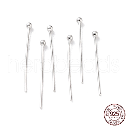 Rhodium Plated 925 Sterling Silver Ball Head Pins STER-M117-05C-P-1