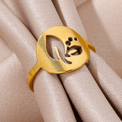 Personality Special-Interest 304 Stainless Steel Finger Rings for Women FS-WG32BFC-01-1