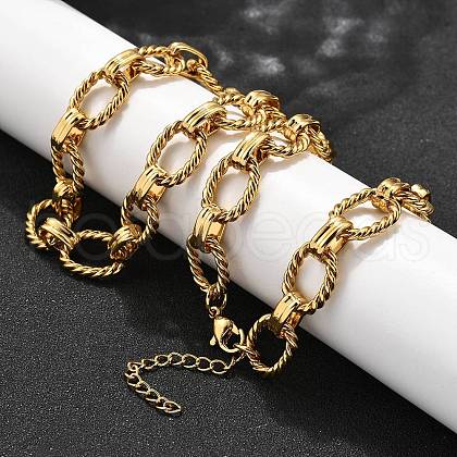 304 Stainless Steel Twisted Oval Link Chain Necklaces NJEW-R023-13G-1