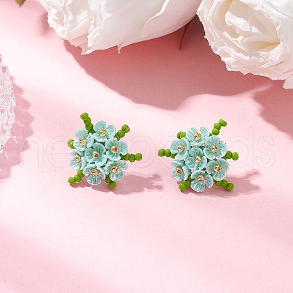 304 Stainless Steel Flower Stud Earrings EJEW-MZ00457-01-1
