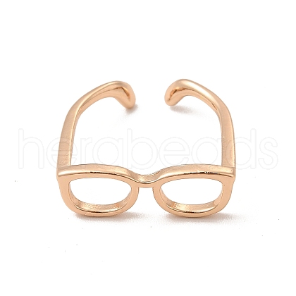 Brass Glasses Frame Open Cuff Ring for Women RJEW-F140-140KCG-1