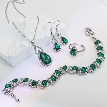 Alloy Rhinestone Glass Jewelry Sets FS-WG78952-01-1