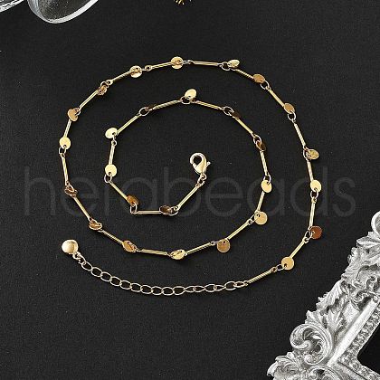 Brass Flat Round Pendant Necklaces NJEW-F329-02G-1