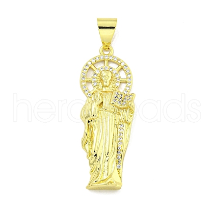 Rack Plating Brass Micro Pave Clear Cubic Zirconia Pendants KK-B091-21G-03-1