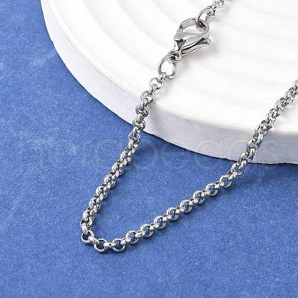 Tarnish Resistant 304 Stainless Steel Rolo Chain Necklaces NJEW-JN01228-03-1