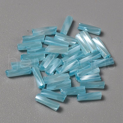 Opaque Colours Glass Twist Bugle Beads GLAA-WH0039-08H-1