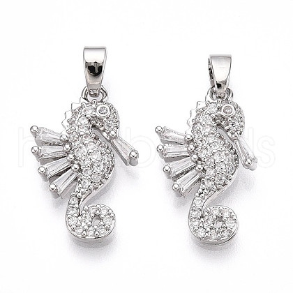 Brass Micro Pave Cubic Zirconia Pendants KK-N257-13P-1