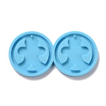 DIY Flat Round with Gingerman Pendant Silicone Molds DIY-D060-37-1