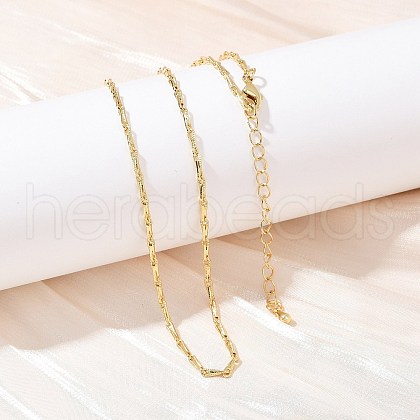 2MM Brass Textured Link Chain Necklaces NJEW-L356-02G-1