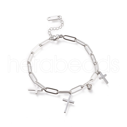 304 Stainless Steel Charm Bracelets STAS-D152-02P-1