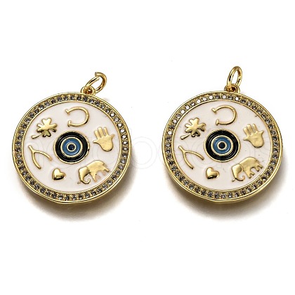 Brass Micro Pave Clear Cubic Zirconia Pendants ZIRC-B0003-09G-1