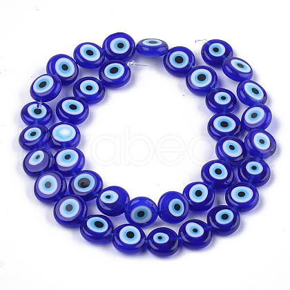 Handmade Evil Eye Lampwork Beads Strands LAMP-S191-02C-12-1