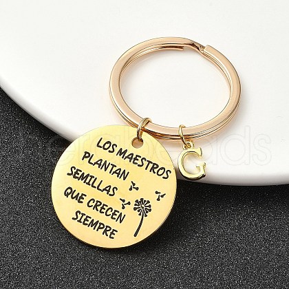 201 Stainless Steel & Brass Letter Keychain KEYC-YW00095-07-1