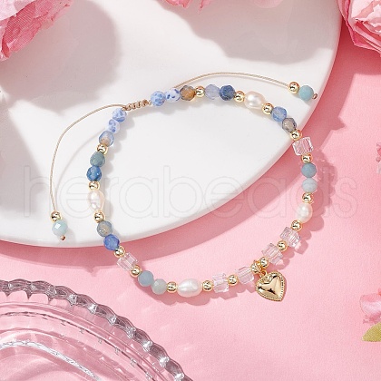 Natural Round Natural Agate Beads Braided Beads Bracelets for Women BJEW-JB11658-04-1