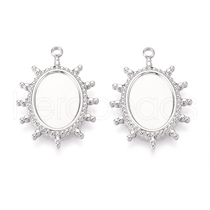304 Stainless Steel Pendant Cabochon Settings STAS-T065-90P-1