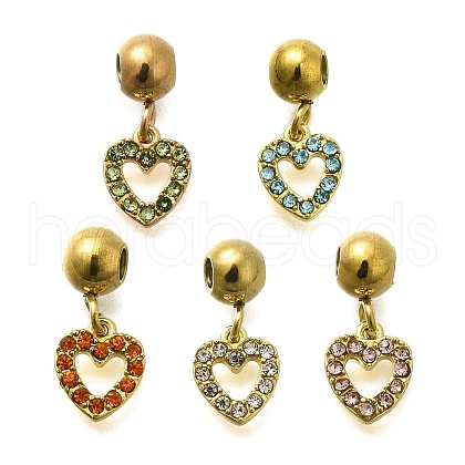 304 Stainless Steel Rhinestone Charms STAS-M109-05G-1
