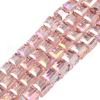 Electroplate Transparent Glass Beads Strands EGLA-N002-28-H02-1